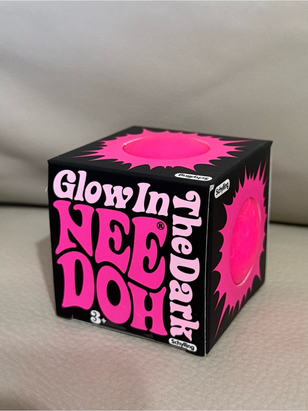NEW NeeDoh Glow In The Dark PINK Squishy Fidget Toy Stress Ball Authentic!